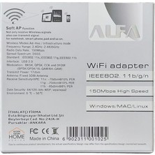 Alfa Net W102 Mini Internet Wifi Adaptörü Nano USB 150 Mbps Masaüstü Bilgisayar Kablosuz Ağ Wi-Fi Alıcısı