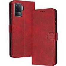 Manyi Mall Oppo A94 4g/buckle 5 Lite Kickstand Saf Renk Toka ile Flip Case (Yurt Dışından)