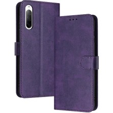 Manyi Mall Kart Yuvası ile Sony Xperia 10 Vı Saf Renk Pu Deri Için Flip Case (Yurt Dışından)