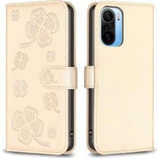 Manyi Mall Xiaomi Redmi Için Flip Case K40/K40 Pro Cüzdan Yonca Çiçek Çok Renkli Pu (Yurt Dışından)