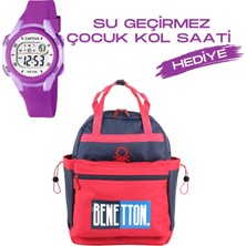 United Colors Of Benetton Çocuk Kol Saati Hediyeli Benetton Büyük Kapasiteli Çocuk Okul Çantası B.NT.03789
