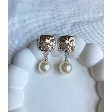 Demokan Kadın Küpe Vintage Kare Büyük Sallantı Inci Küpe