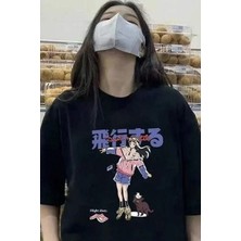 RBG Store Siyah Unisex Çince Yazılı Kedi Kız T-Shirt 2xl