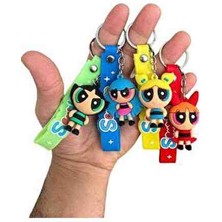 Tasaryum Powerpuff Girls Anahtarlık 4'lü Seri Sevimli Kahramanlar 3D Boyutlu Özel Set