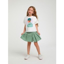 Escabel Kız Çocuk Pileli Bel Lastikli Şort Etek