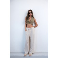 Black Fashion Beli Lastikli Bağlama Detaylı Pantolon