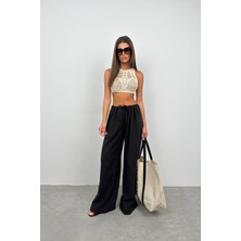 Black Fashion Ajurlu Bağlamalı Brode Crop