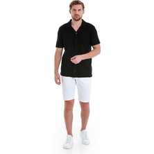 Siyah Regular Fit Düz Polo Yaka Tişört