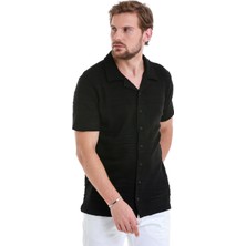 Siyah Regular Fit Düz Polo Yaka Tişört