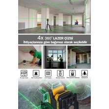 Dager X1 360° 12 Köşe Otomatik Hizalamalı Lazer Metre Hizalama Yeşil Çizgili Lazer Hizalama Su Terazili + Tripod