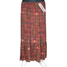 Hesna Kadın Olcay Yazlık Dokuma Viskon 3 Kat Etnik Fuşya Etek