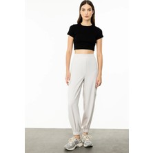 Ekol Kadın Beli Lastikli Yüksek Bel Pantolon 3152 Kum