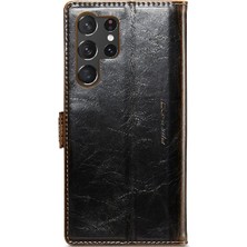 GX Boutique Samsung Galaxy S23 Ultra Kickstand Çılgın At Pu Deri Için Flip Case (Yurt Dışından)