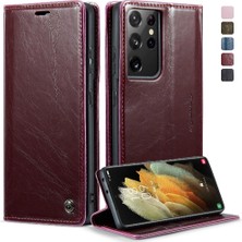 GX Boutique Samsung Galaxy S21 Ultra Retro Cüzdan Kapak Için Flip Case Çılgın At Pu (Yurt Dışından)