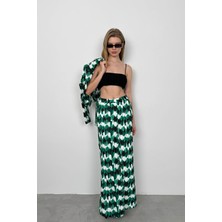 Black Fashion Baskılı Önü Yırtmaçlı Etek