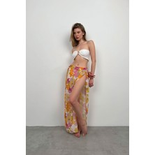 Black Fashion Çift Yırtmaçlı Desenli Pareo