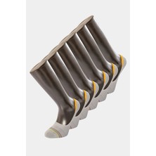 Türen 9002 Erkek Çizgili Babet Çorap 6'lı Paket-Gri