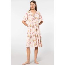 Türen 3354 Kadın Kısa Kollu Elbise-Pudra