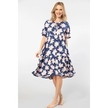 Türen 3354 Kadın Kısa Kollu Elbise-Lacivert