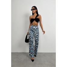 Black Fashion Desenli Saten Pantolon