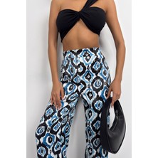 Black Fashion Desenli Saten Pantolon