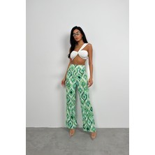 Black Fashion Desenli Saten Pantolon