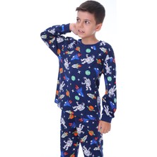 Bunny Hopp 3-8 Yaş Galaxy ve Astronot Baskılı  Pamuk Uzun Kollu Erkek Çocuk Pijama Takımı