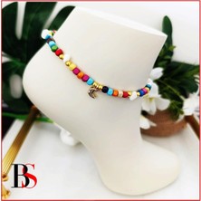 BijuStore Renkli Bambu Boncuk - Sedef Taş - Hilal Kadın Halhal