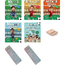 Messi - Ronaldo - Neymar - Mbappe - Efsane Futbolcular Boyama Kitabı - Telefon Standı