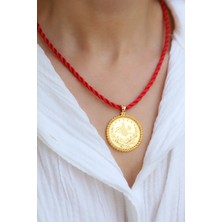 Yenigün Kuyumculuk 14 Ayar Altın Etrafı Dorika Top Dizili Reşat Görünümlü Kolye