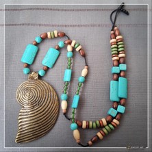 Z Jewelry Art Enıtan - El Yapımı Etnik Otantik Bohem Kadın Erkek Salyangoz Kolye