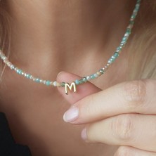 Vaoov 925 Ayar Gümüş Pastel Renkli Kristal Taşlı Harf Kolye