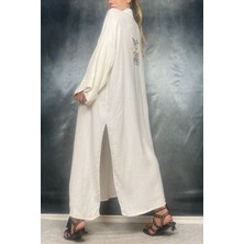 Quincey Taş Baskı Handmade Bambu Kumaş Kimono Plaj