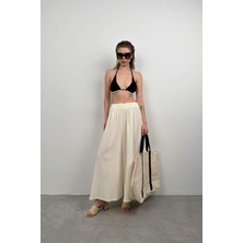 Black Fashion Kalın Kemer Keten Pantolon