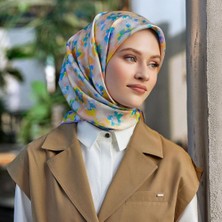 Belli Somon Çiçek Desenli Tivil Ipek EŞARP-E24YA5575001-07