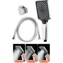 Ahlez Aqua Kare 3 Fonksiyonlu Duş Seti Krom Çelik Malzeme ile Masaj Özellikli Şık Tasarım