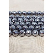 Yaşam Tohumu Bileklik Boy Terahertz Taşı Faset Kesim Yarım Dizi 8mm (18CM Uzunluğundadır)