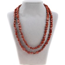 Zeynep Büyükbay Kırmızı Jasper Doğal Taş Düğümlü Tımbıl Kolye