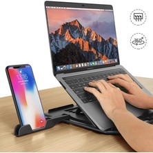 Polham Yükseklik Ayarlı Notebook ve Cep Telefonu Standı, Cep Telefon Tutuculu Laptop Standı