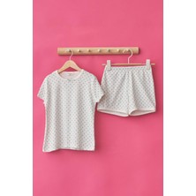 Katia & Bony Kız Çocuk Ekru Renkli Puantiye Desenli Pijama Takımı