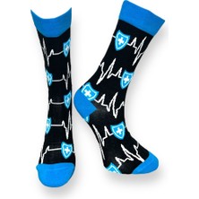 Me-Vo Tekli Siyah Renkli Bay/bayan Unisex Esnek Nem Alabilen Pamuklu Nurse Yazılı Soket Çorap