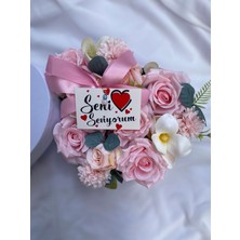 Zb Flowers Sevgiliye Kalpli Çiçek Kutusu Doğum Günü Süpriz Yapay Çiçek