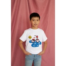 Bubuga Erkek Çocuk Pamuk Bisiklet Baskılı Kısa Kol Tshirt