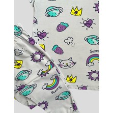 Elmas Kids Kız Çocuk %100 Pamuklu Gökkuşağı Çilek Kalp Desenli Kısa Kollu Yazlık Pijama Takımı