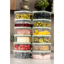 12LI 350 ml Buzdolabı Dondurucu Organizer Mikrodalga ve Difrize Uygun Saklama Kabı Mint
