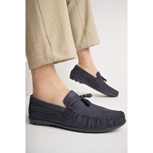 Tarçın Ayakkabı Hakiki Deri Lacivert Süet Erkek Deri Loafer Ayakkabı Mrd25-0489