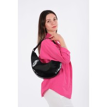 Newishpolo Newish polo Siyah Rugan Kadın Baget Kol ve Omuz Çantası