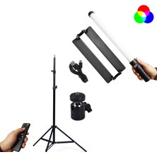 Microcase 5 Modlu Çok Fonksiyonlu Rgb Light Stick Işık Çubuğu + 2.1 Metre Tripod + Yuvarlak Başlık Tutucu AL4479