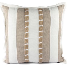 Mikasa Moor Bej Beyaz Çizgili Yastık Kırlent 55X55