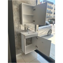 Noce Banyo Dolabı Aynalı Cnc Işlemeli Membran Kapaklı 55 cm